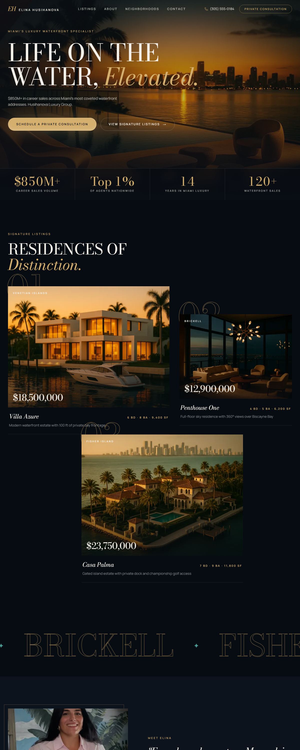 Elina Husihanova — Luxury Real Estate website
